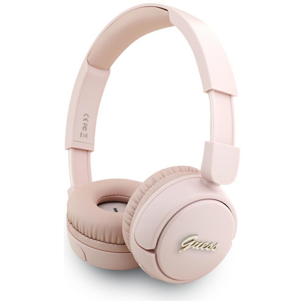 Guess Bluetooth 5.3 Metal Logo Script Pink Over-Ear Headphones