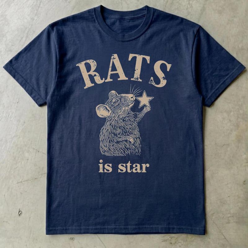 Rats Spelled Backwards Is Star Shirt Dark Cute Pet Rat Tee Summer Unisexs And Unisexs Loose And Breathable Tshirt Top