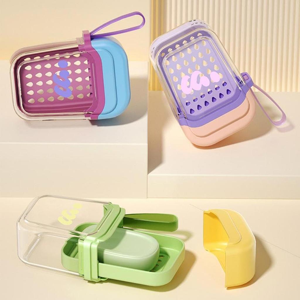 Reise Seifendose Seifenablage Abtropfschale mit Trageband Doppelschichtige Kompakte Ablage für Dusche Outdoor Camping Urlaub Schule