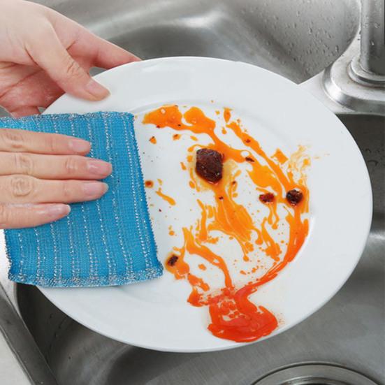 Esponja de limpieza lavable, fácil de limpiar, Color aleatorio, limpiador de ollas de descontaminación fuerte para uso diario, 4 Uds.
