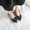 Fashion Lace Pearl With Bow Pointed Toe Women's Flat Shoes Popular Social Elegant 2025 Trend Korean Style Fashionable Ladies Footwear