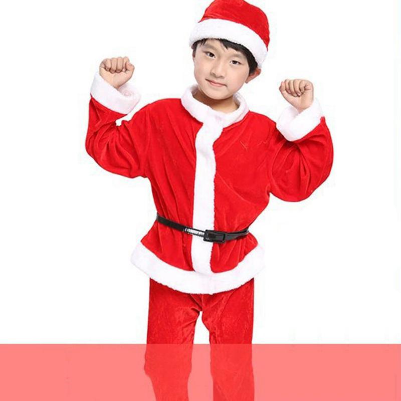 Baby Boy Christmas Costume Hat Top Pants And Belt Four Piece Set Children's Performance Costume Santa Claus Costume