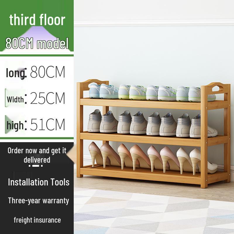 Economical Bamboo Shoe Rack for Home Entrance, Stylish Multi-layer Indoor Storage Cabinet
