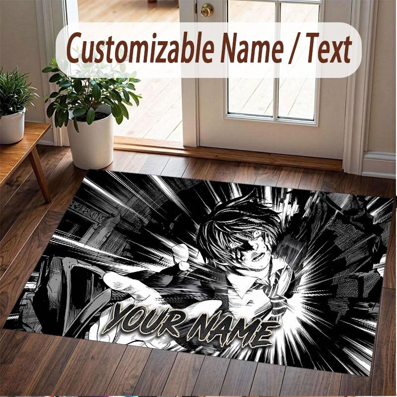Custom Name Crystal Velvet Rug,Death Note Comfortable Anti Slip Floor Mat For Room Decoration