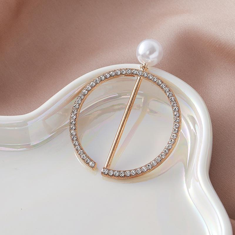 Жемчужная Стразовая Пряжка-Брошь для Шарфа, Подчеркивающая Талию золотистый