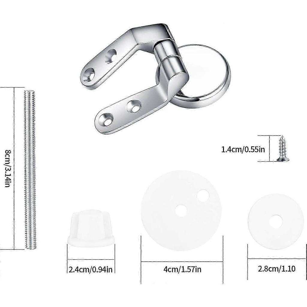 Toilet Seat Hinges Replacement, Chrome Finished Toilet Seat Hinge Fixings, Toilet Seat Hardware for Most Toilet Seats(2 Pcs)