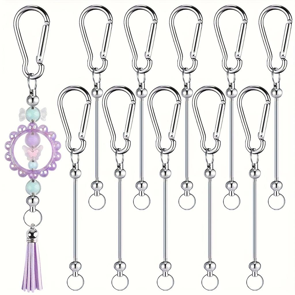 10PCS DIY Metal Bead Keychain Jewelry Pendant Classic Fashion Mobile Phone Chain Bag Hanging Decoration Creative Craft Essential