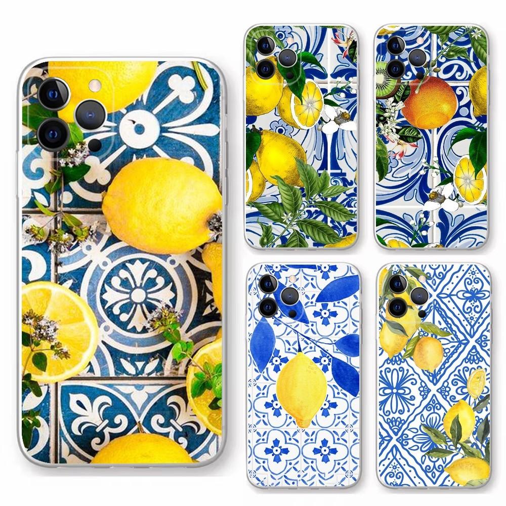 Fruit Mediterranean Lemon Phone Case For iPhone 15,14,13,12,11 Plus,Pro,Max,XR,XS,X,7,8 Plus,SE,Mini Transparent Shell