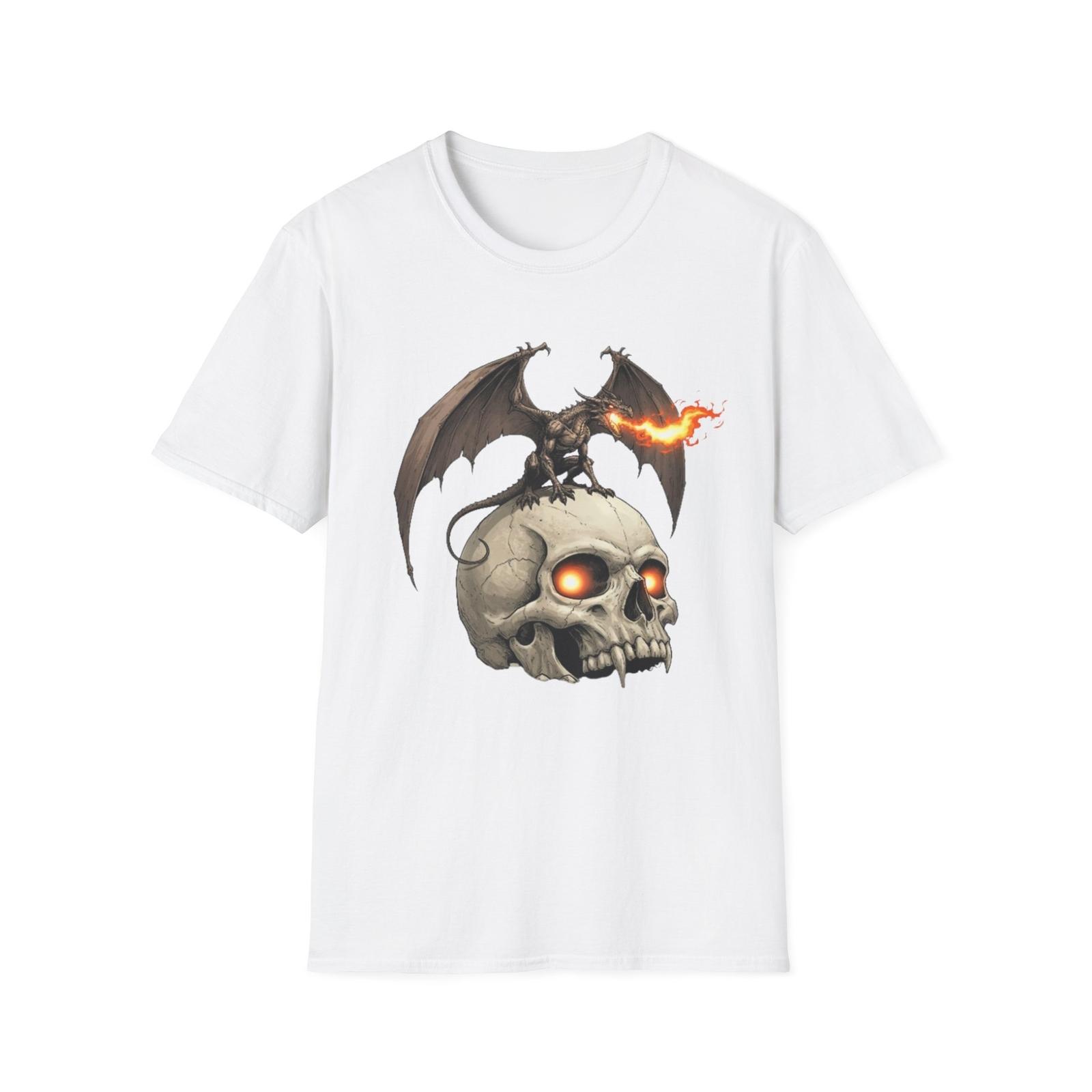 Skull and Dragon T-Shirt, Gothic Tee, Men and Women Graphic Top, Alternative S разноцветный