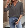 Spring and Autumn V-neck Loose White Shirt for Women Fashion Long Sleeve Solid Casual Blouse Women Elegant Simple Ladies Pullover Shirts Tops 24766