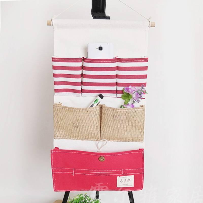 Multipocket Wallmounted Storage Bag Cotton Linen Home Decor Creative Art Fabric