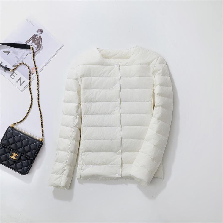 Women's Luxury European Lightweight White Duck Down Jacket - Warm, High-Quality Layering Coat