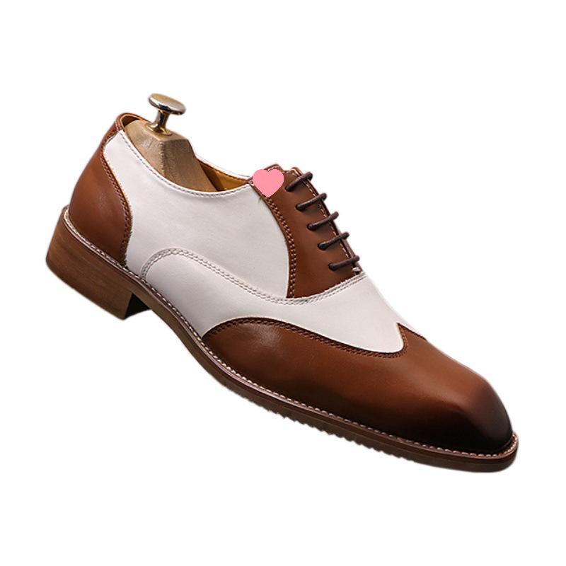 2025 Men's Pointed Toe Leather Dress Shoes - British Style, Height Increasing, Ideal for Business, Casual Wear, or Weddings.