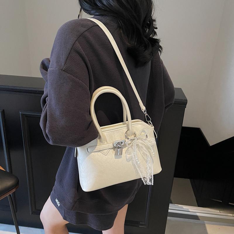 Ribbon Bow Pu Womens Office Handbag With Top Zip Closure For Daily Casual Use