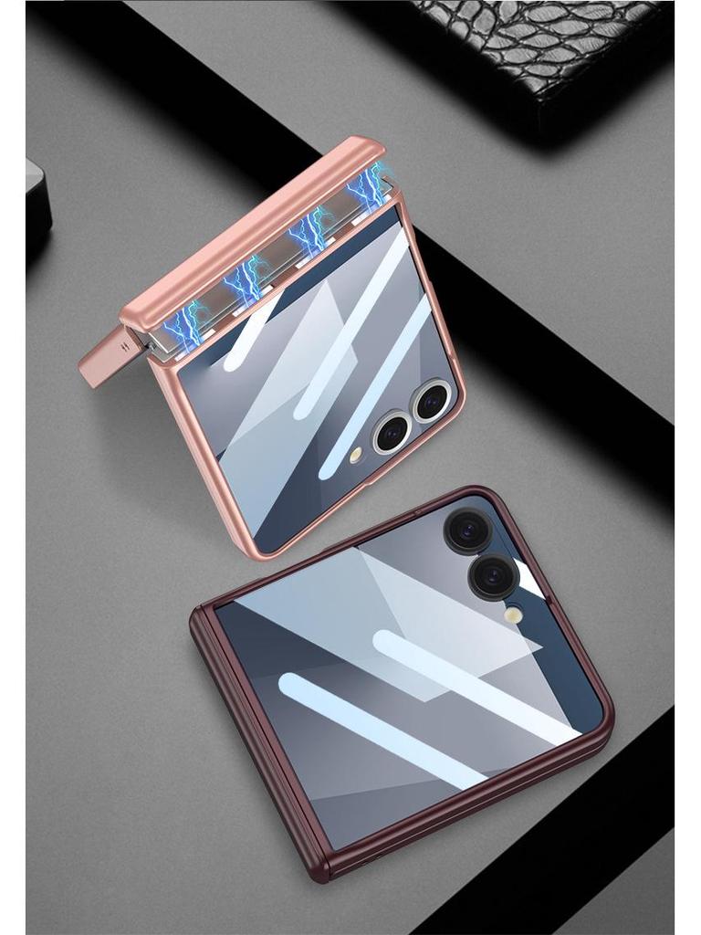 Samsung ZFlip7 Case: Ultra-Thin Foldable Screen Protector with Magnetic Adsorption - Full Coverage, Hard Shell Design.