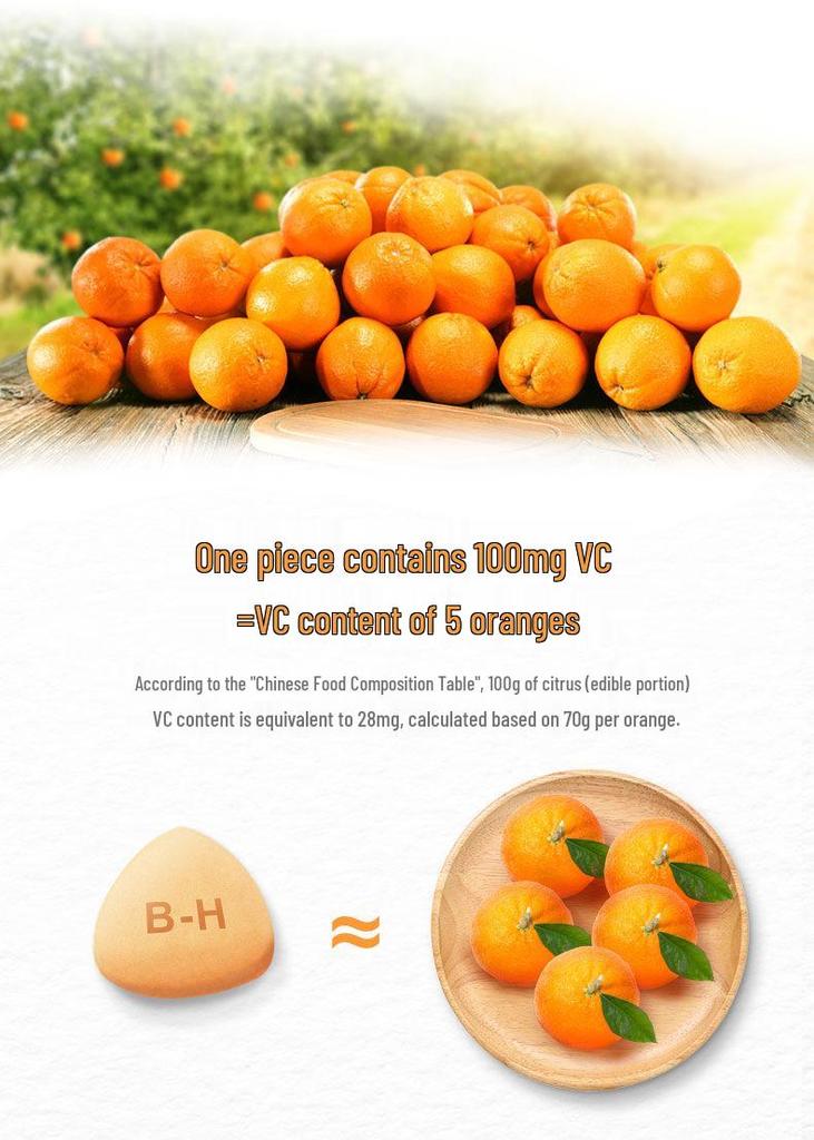 Tangchen Beijian Vitamin C Tablets (Sweet Orange) - 100 Tablets, Unisex, Authentic with Anti-Counterfeit Points
