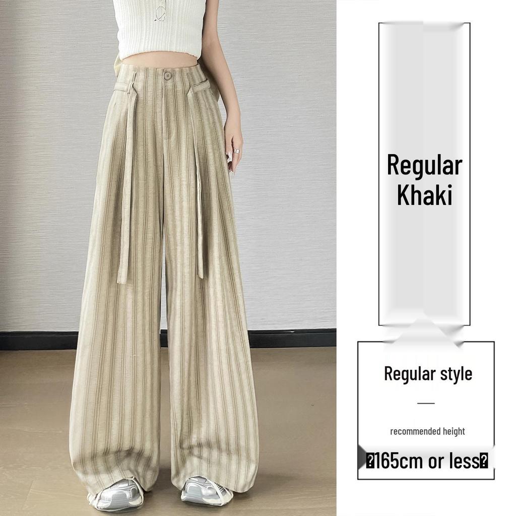 Women's Summer High-Waisted Retro Striped Wide-Leg Pants