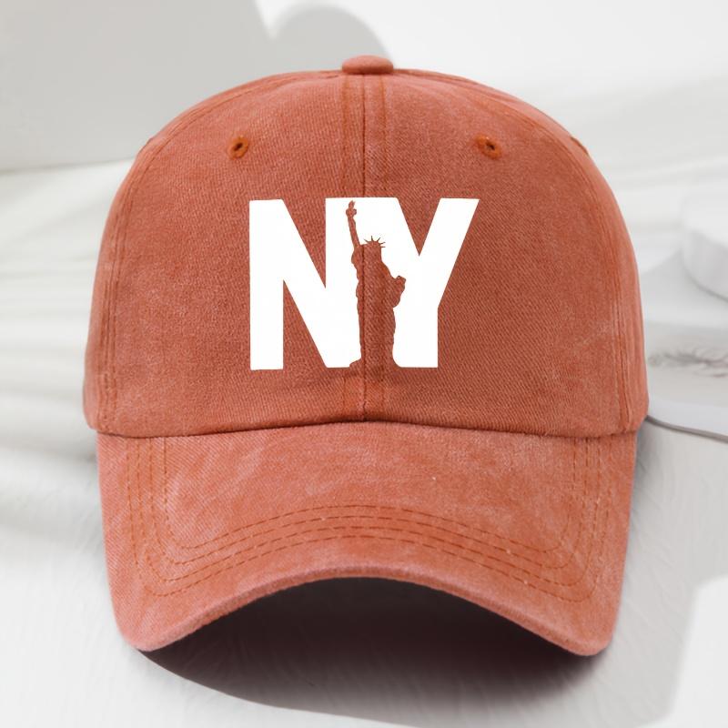 Unisex NY Goddess print soft top baseball cap, retro adjustable outdoor hat, suitable for sports, fishing, and hiking