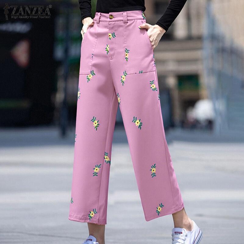 

ZANZEA Womens Summer Casual Floral Print Cropped Pants 5XL хакі