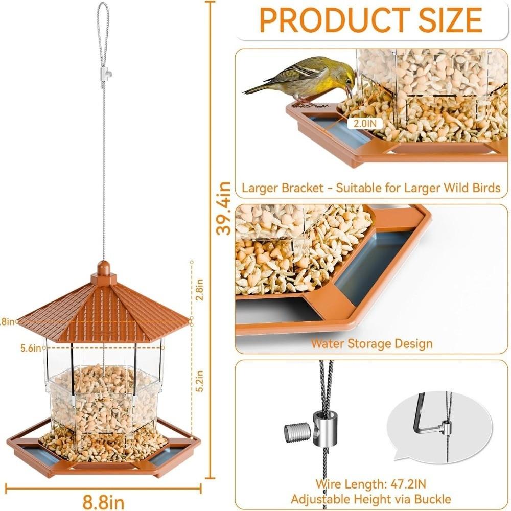 Transparent Hanging Bird Feeder Squirrel Proof Bird Food Container Bird Feeding Station  Backyard