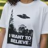 Ich will daran glauben Shirt Alien UFO T-Shirt Retro UFO Tee Vintage Alien Shirt Sci-Fi Bekleidung Paranormales Geschenk Für UFO Fan Gläubigen