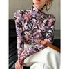 Lady's Sexy High-neck Long-sleeved T-shirt, Soft Texture for Autumn and Winter Tops, Machine Washable