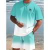 Men's Casual Sports Suit, Hawaiian Style Gradient Design