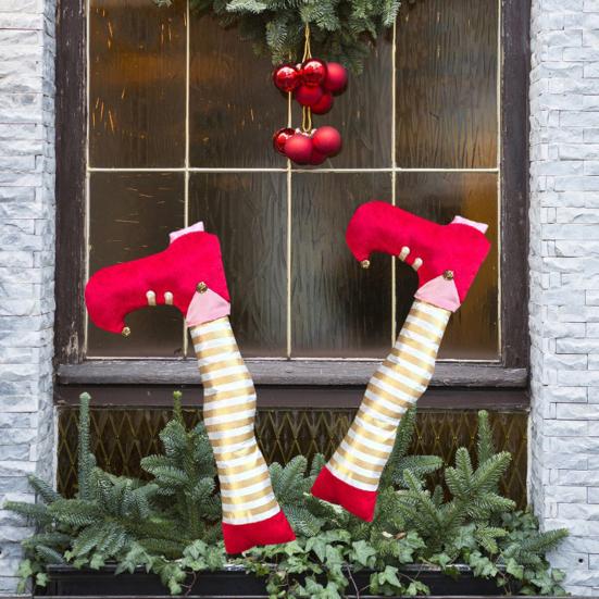 Christmas Decorations Elf Leg Ornaments Festive Tree Topper Fireplace Hanging Props Festive