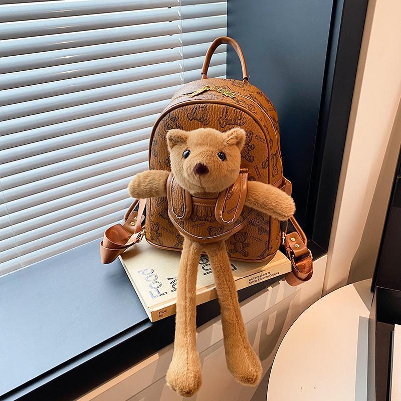 Cute Cartoon Bear Doll Backpack Autumn and Winter New Retro Fashion Travel Cute Backpack