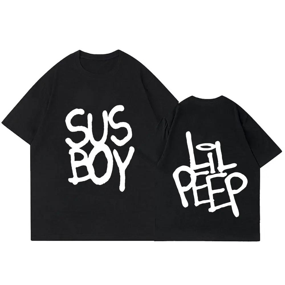 

Rapper Lil Peep Sus Boy Pink T Shirt Men Women Fashion Short Sleeve Shirt High Quality Oversized Street Cotton Tees S