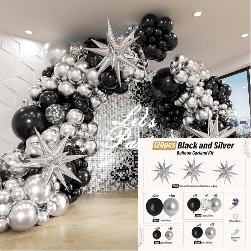120 Pcs Birthday Balloon Garland Arch Kit Graduation Photo Props Party Decor Accessorries Venue Setup Latex Balloon Disco