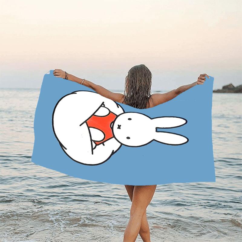 1pc Miffy4 Beach Towel, Beach and Seaside Swimming Pool Equipment, Fashion Pattern, Rectangular, Travel Essentials
