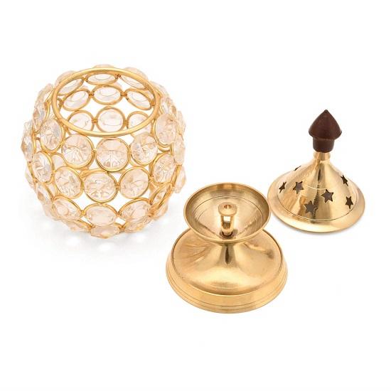 Akhand Diya Diyas Dekorativní mosazná křišťálová olejová lampa, Diwali Dekorační předmět Diwali Dárky Home Decor Puja lampa Čajová svíčka
