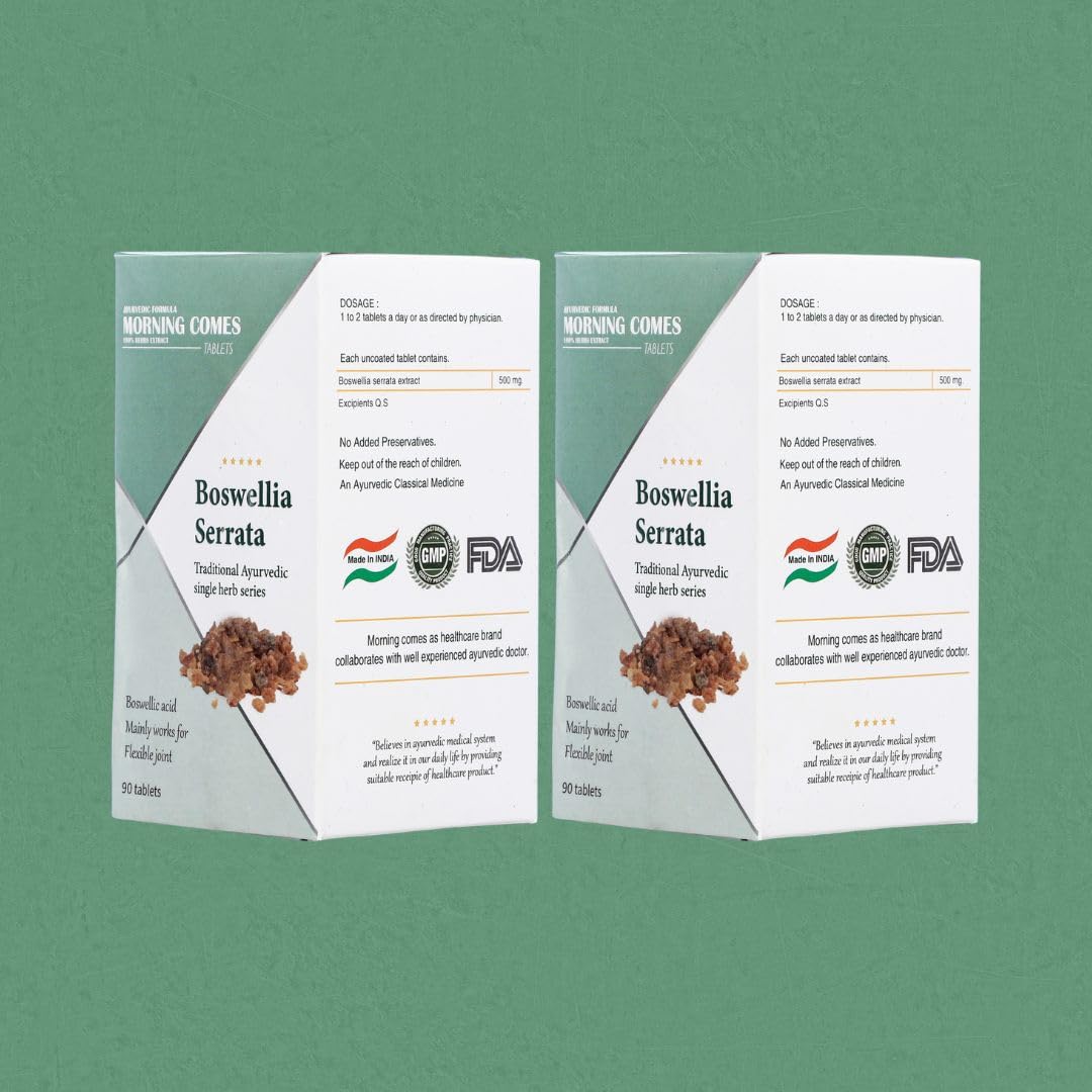 

Morning Comes Shallaki 500mg Pure Boswellia Serrata Extract | 90 Tablets 150gm 0.3lbs Each 2Pcs