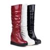 7/Gli Stivali con Tacco a Zeppa da Donna Sono Semplici e Comodi. Stivali Donna Nuovi Autunno e Inverno, Monocolore, Suola Spessa, Taglia Grande