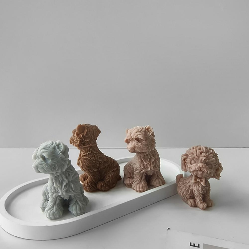 3D Cute Golden Teddy Candle Silicone Molds Handmade Poodle Dog Aromatherapy Gypsum Resin Mold DIY Dog Decoration Ornament Gift
