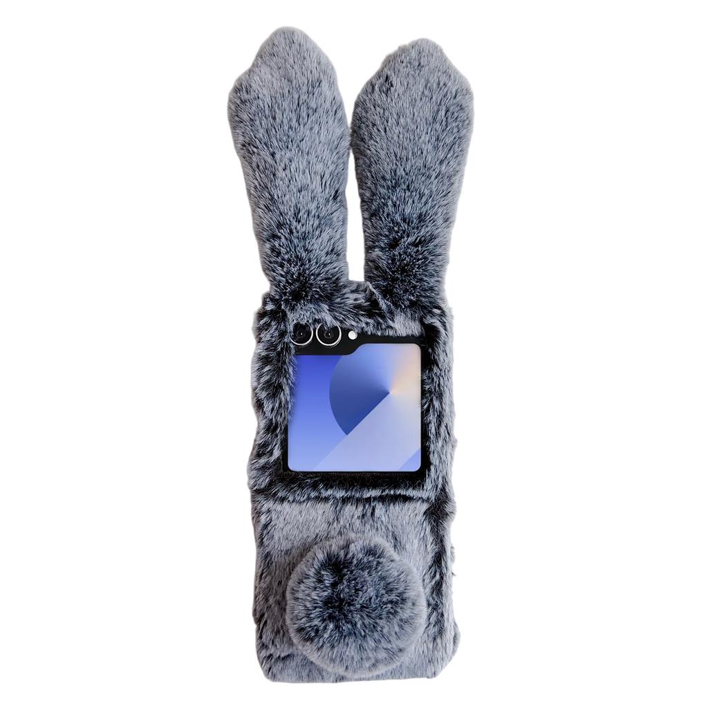 Für Samsung Galaxy Z Flip7 5G Hülle Hasenohren Winter Plüsch Hart PC Handyhülle
