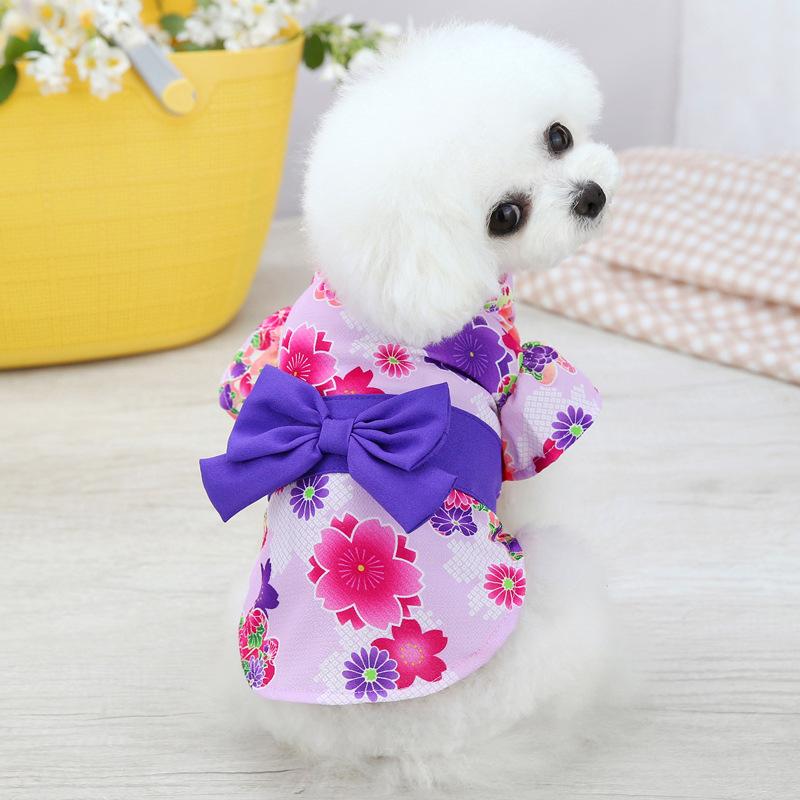 Pet cat dog clothes Teddy Pomeranian Schnauzer summer thin princess vest kimono