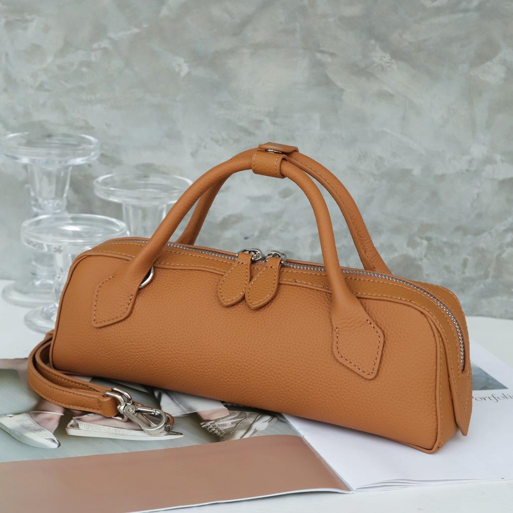 Genuine Leather French Style Small Tote Bag Retro Classic Handbag Genuine Leather Women's Handbag Casual Multi-Style Single-Shoulder Bag