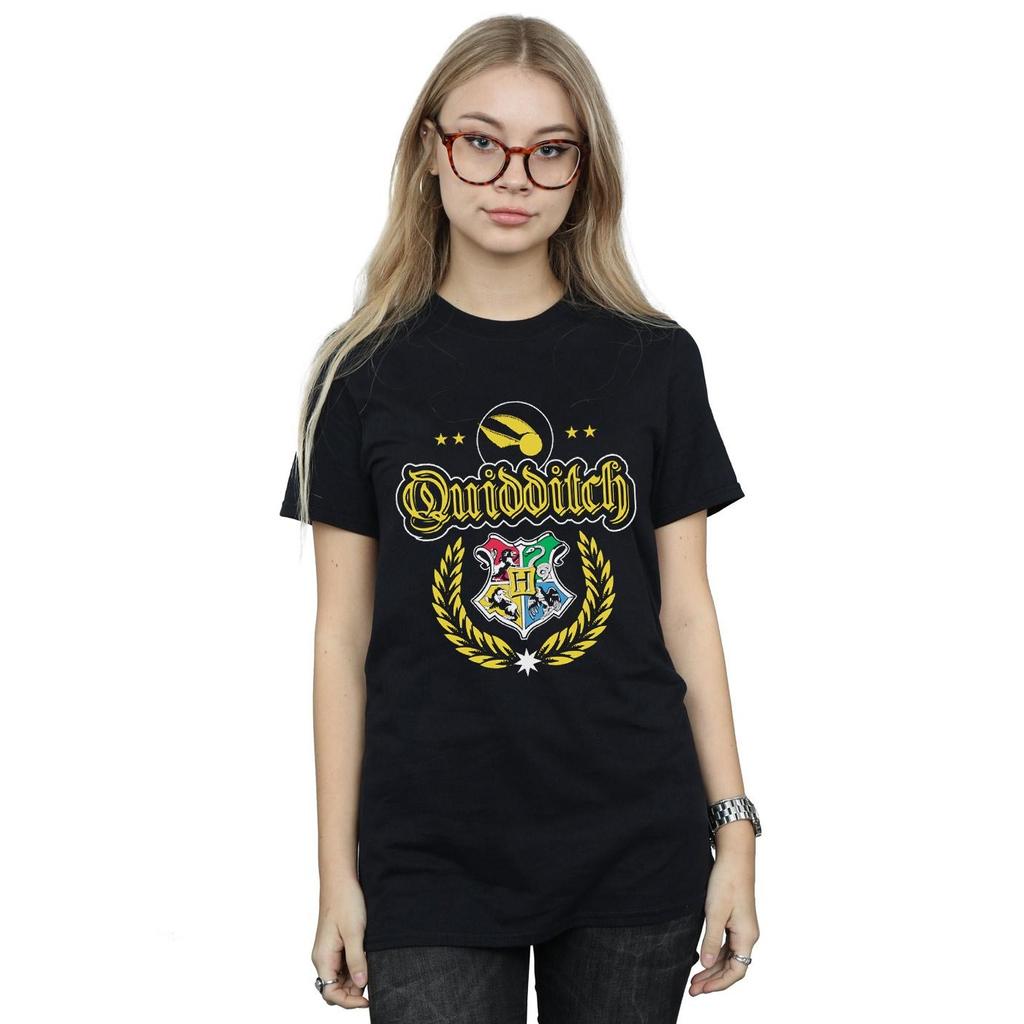 HARRY POTTER Womens/Ladies Quidditch Crest Cotton Boyfriend T-Shirt