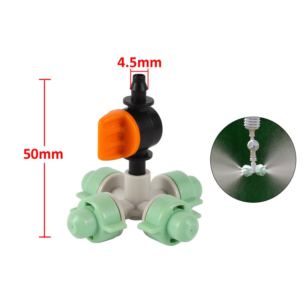 5pcs Hanging Anti-drip Spray Four-way Atomizing Nozzle Garden Hanging Anti-drip Nozzle 1/4" Barb Screw Connector