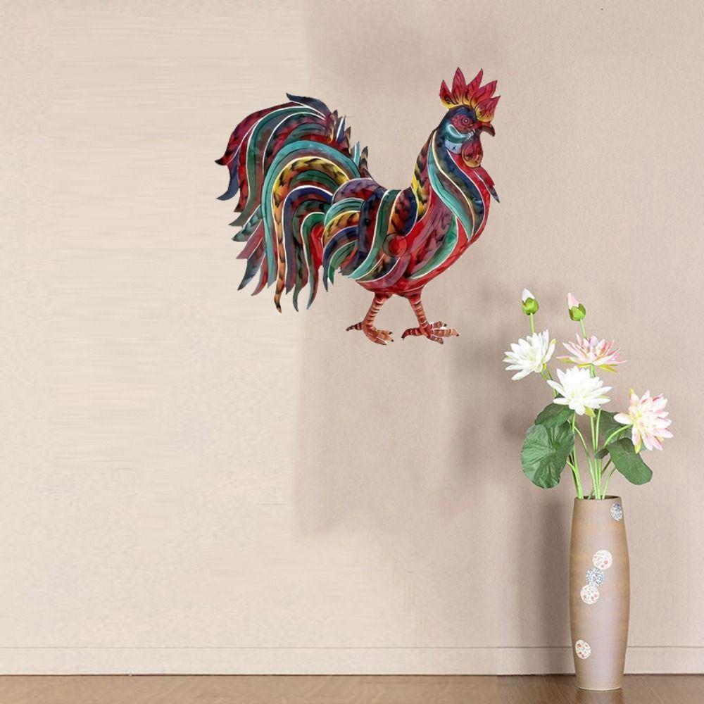 Art Rooster Wall Hanging Decoration Metal Miniatures Figurine Sculpture  Home