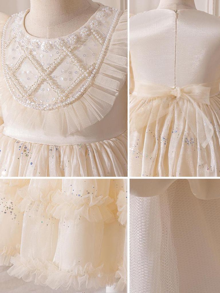 2025 Girls' Princess Elsa Tulle Dress for Autumn/Winter - Little Girl's Puffy Birthday Party Outfit