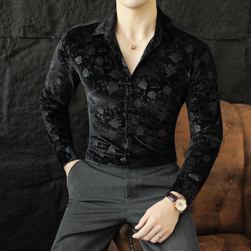 Ελαστικό Βελούδο Μακρυμάνικη Μπλούζα Στενή Μυτερός Γιακάς Μονόχρωμη Ζακάρ Ευέλικτη Μοντέρνα