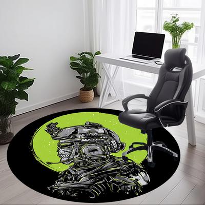 1pc Cyberpunk Helmet Office Round Area Rug, Under Office Chairs Bedroom Living Room Home Decor A0926092