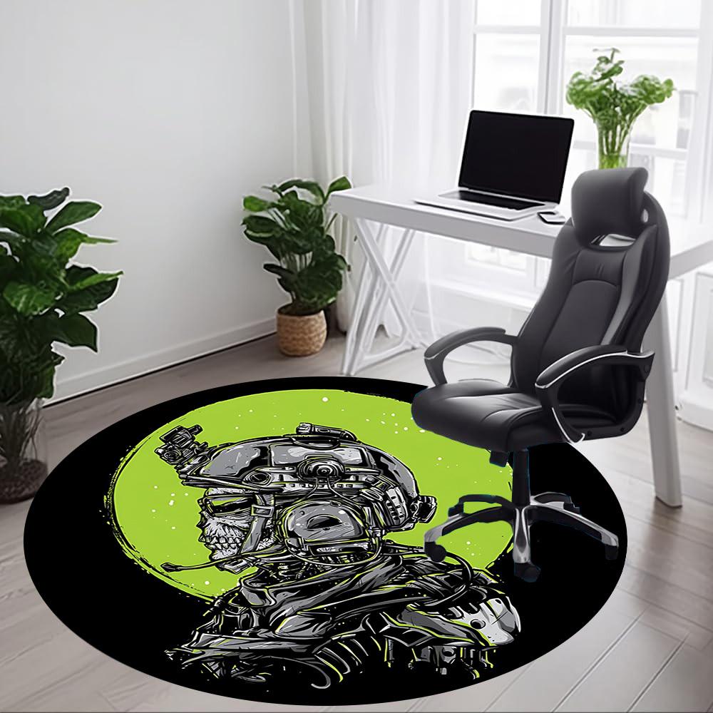 1pc Cyberpunk Helmet Office Round Area Rug, Under Office Chairs Bedroom Living Room Home Decor A0926092
