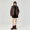 Plaid contrasting cotton clothes women's winter new loose college style hooded warm thickened fashion coat