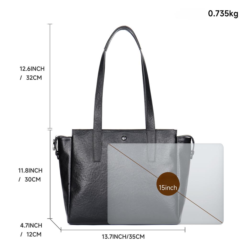 Fashion Leather Women Handbag Large Capacity Casual Tote Head Layer Cowhide Shoulder Bag
