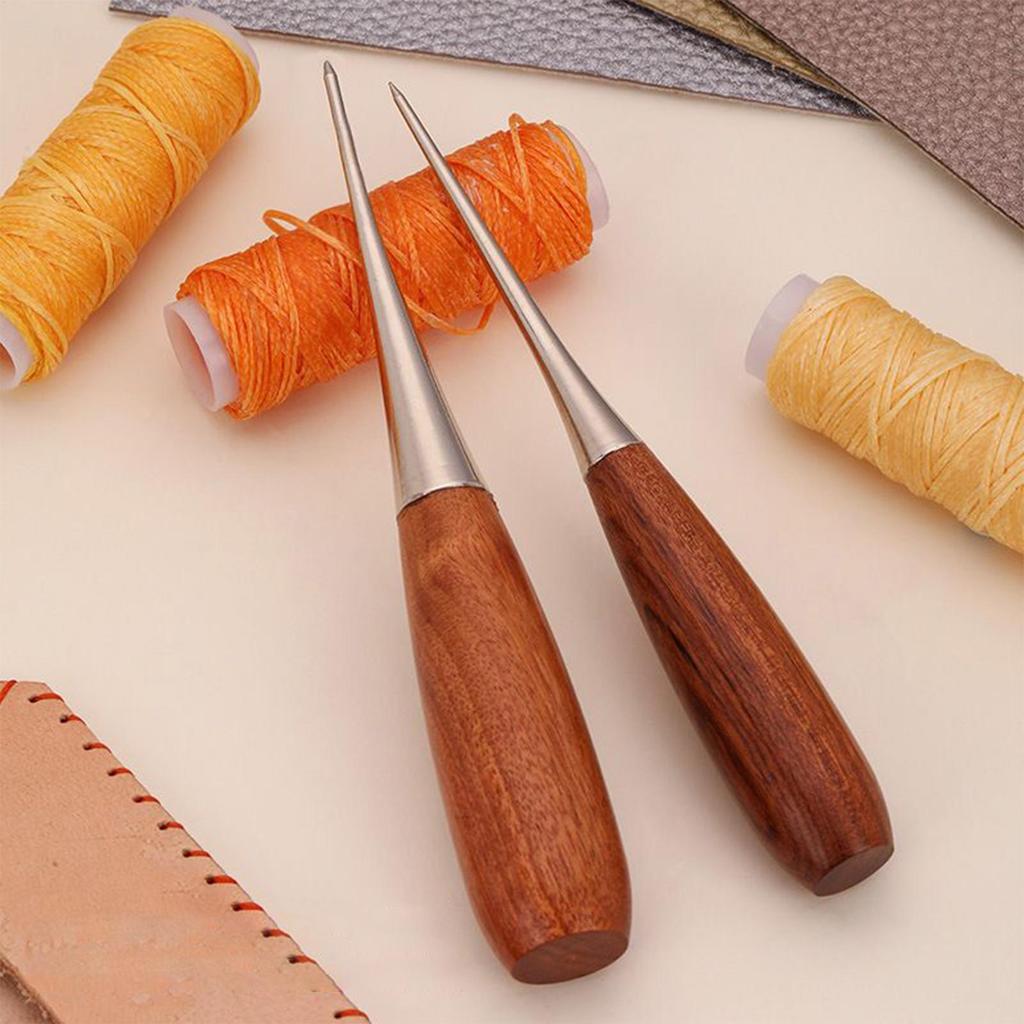 Awl Tool Sewing Drillable Awl With Wood Handle Leather Hole Punch For Upholstery Shoe Boot Belt Bag Purse Jeans Fabric Canvas