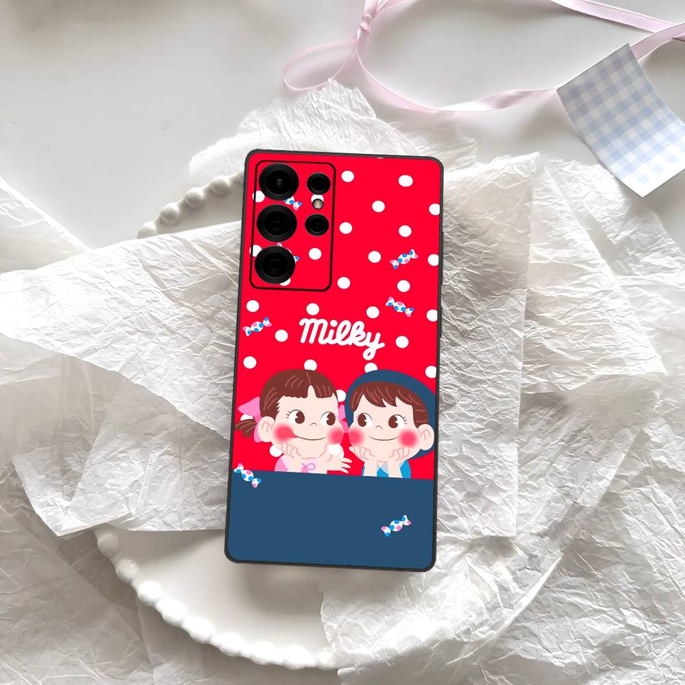 Fujiya Milky Peko Chan Phone Case For Samsung S 24 Fe 25 Ultra Plus 20 Lite 21 30 22 23 24 22 Ultra 5G Fundas